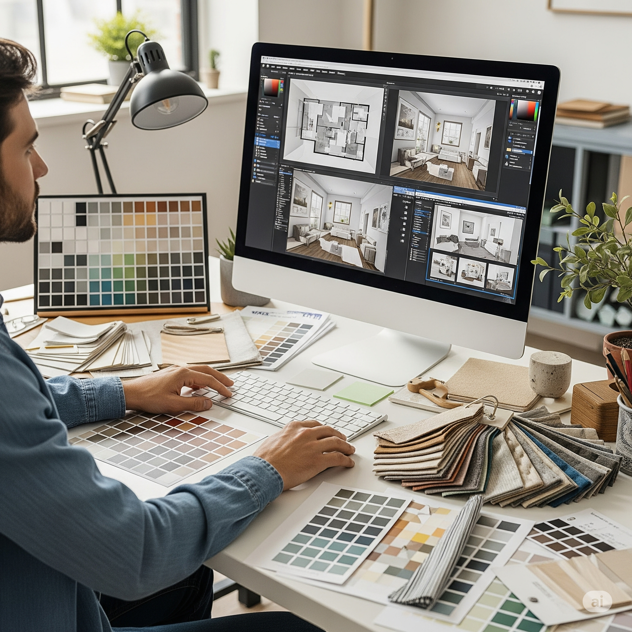 Designer working on 3D models